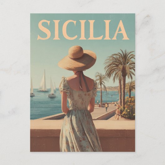 Sicily 50s vintage travel briefkaart (Voorkant)