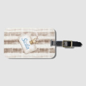Sicily Cream Rustic Brown Stripes Bagagelabel (Voorkant (horizontaal))