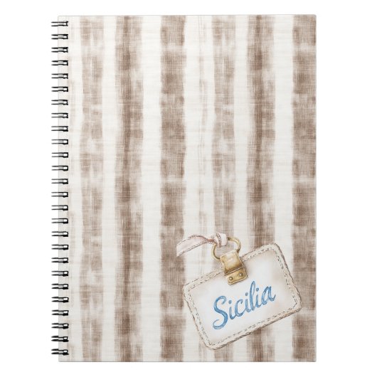 Sicily Cream Rustic Brown Stripes Notitieboek (Voorkant)