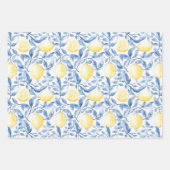 Sicily Italian Rustic Blue Leaves Lemons  Inpakpapier Vel (Voorkant 3)