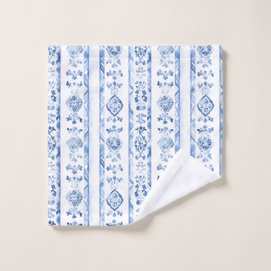Sicily Italian Rustic Blue Stripes Bad Handdoek (Wasdoekje)