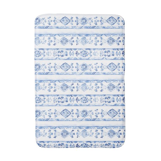 Sicily Italian Rustic Blue Stripes Badmat (Voorkant Verticaal)