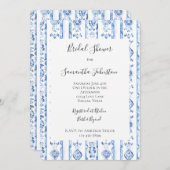 Sicily Italian Rustic Blue Stripes Bridal Shower Kaart (Voorkant / Achterkant)