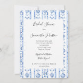 Sicily Italian Rustic Blue Stripes Bridal Shower Kaart (Voorkant)