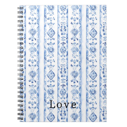 Sicily Italian Rustic Blue Stripes Notitieboek (Voorkant)