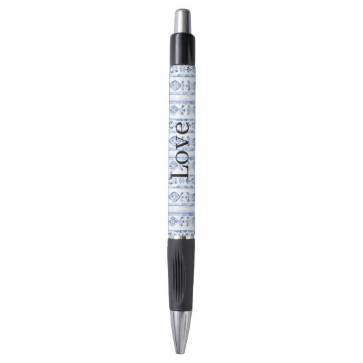 Sicily Italian Rustic Blue Stripes Pen (Voorkant Verticaal)