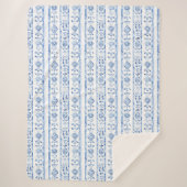 Sicily Italian Rustic Blue Stripes Sherpa Deken (Voorkant)