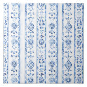 Sicily Italian Rustic Blue Stripes Tegeltje (Voorkant)