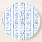 Sicily Italian Rustic Blue Stripes Zandsteen Onderzetter (Voorkant)