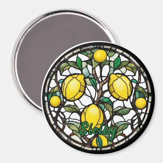 Sicily Lemon Tree Souvenir Magneet (Voorkant / Achterkant)