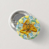 Sicily Trinacria Yellow and Blue Italian Lemon  Ronde Button 3,2 Cm (Voorkant /achterkant)