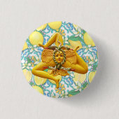 Sicily Trinacria Yellow and Blue Italian Lemon  Ronde Button 3,2 Cm (Voorkant)