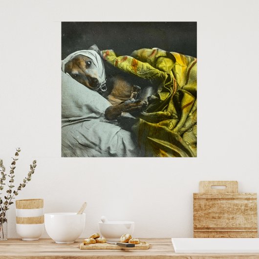 Sick as a Dog  Magic Lantern Slide Poster (Keuken)