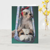 Sick buldog Puppy Kaart (Gele Bloem)