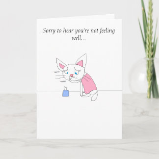 Sick cat get well card kaart