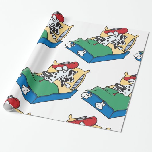Sick Dog in Bed Cadeaupapier (Uitgerold)