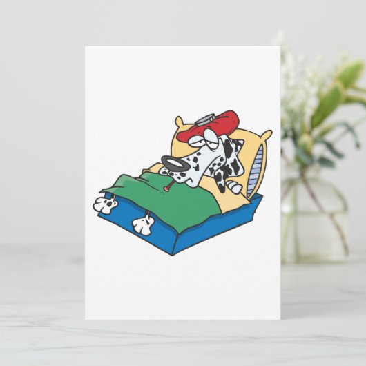 Sick Dog in Bed Kaart (Staand voorkant)