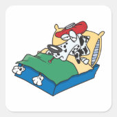 Sick Dog in Bed Vierkante Sticker (Voorkant)