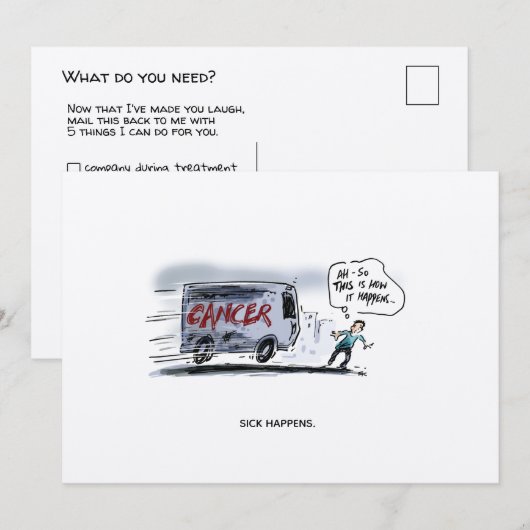 Sick geluk Funny Cancer Briefkaart (Voorkant / Achterkant)