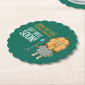 Sick man in ziekenhuiskonijn cartoon kartonnen onderzetters (Gekanteld)