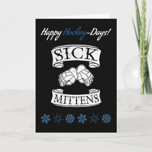 Sick Mittens Hockey Slang Custom Holiday Card Feestdagen Kaart