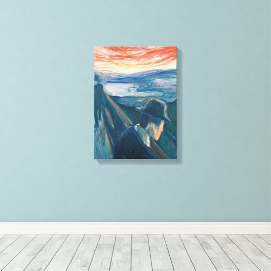 Sick Mood op zonsondergang, wanhoop (door Edvard M Canvas Afdruk (Insitu (Houten vloer))