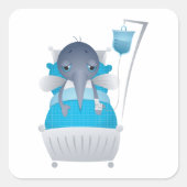 Sick Mosquito in Hospital Square Sticker (Voorkant)