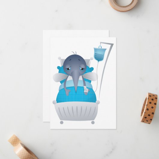 Sick Mosquito Note Kaart Notitiekaartje (Voorkant / Achterkant in situ)