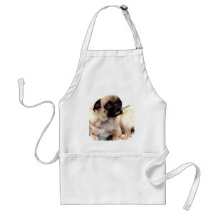 Sick pug met thermometer apron standaard schort