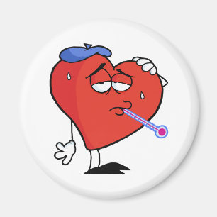 Sick Red Heart met een thermometer in zijn mond Magneet