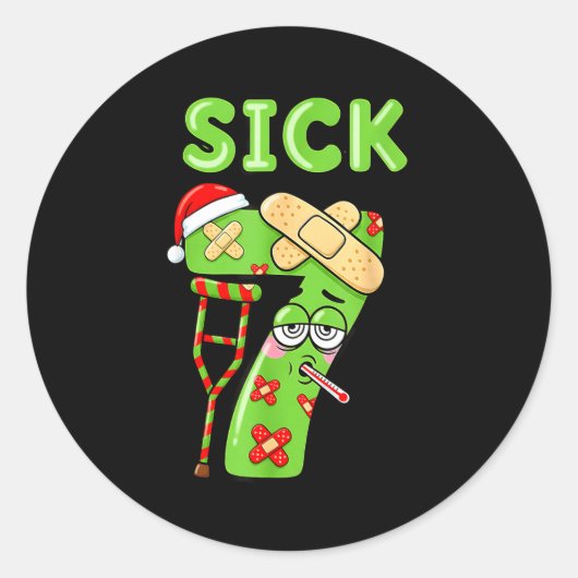 Sick Seven Meme 67 Number Santa Hat Christmas Men Ronde Sticker (Voorkant)
