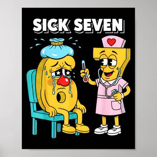 Sick Seven Meme Six Seven Sick 7 Funny Nurse Women Poster (Voorkant)