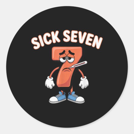 Sick Seven Meme Tee Six Seven Fun Wordplay _6  Ronde Sticker (Voorkant)