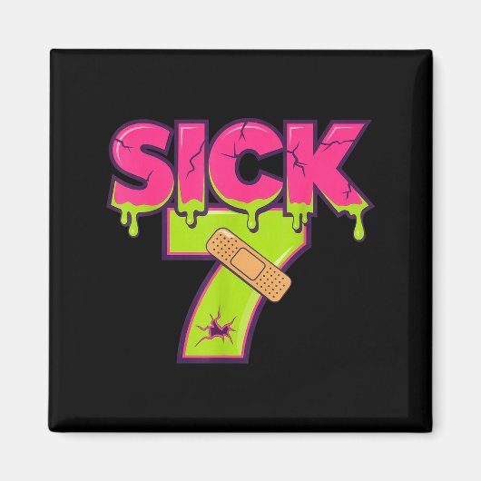 Sick Seven Meme Tee Six Seven Fun Wordplay Drip Magneet (Voorkant)