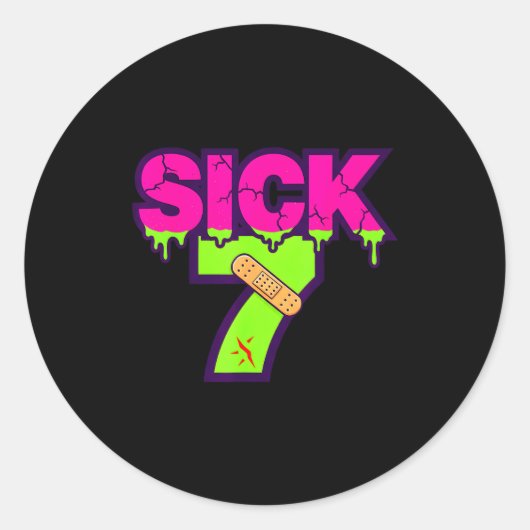 Sick Seven Meme Tee Six Seven Fun Wordplay Drip  Ronde Sticker (Voorkant)