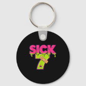 Sick Seven Meme Tee Six Seven Fun Wordplay Drip Sleutelhanger (Voorkant)