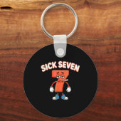 Sick Seven Meme Tee Six Seven Fun Wordplay Sleutelhanger (Voorkant)