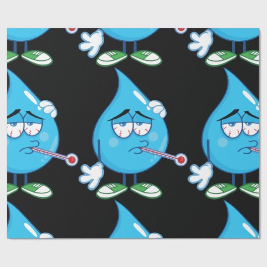 Sick Water Drop Wrapping Paper Cadeaupapier (Vlak)
