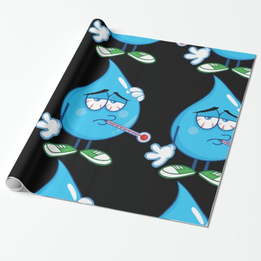 Sick Water Drop Wrapping Paper Cadeaupapier (Uitgerold)