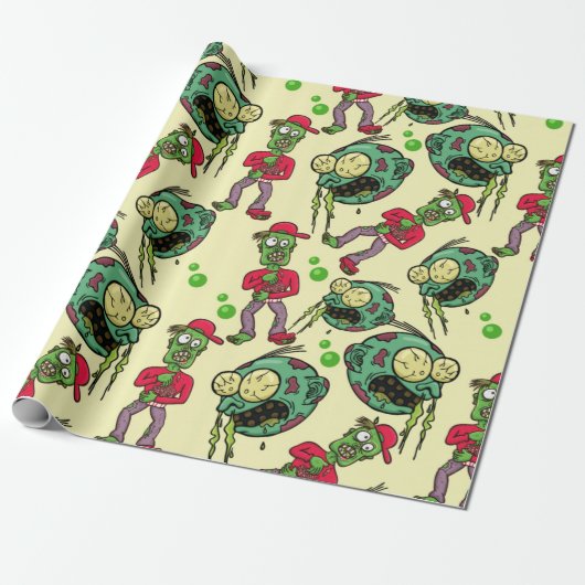 Sick Zombie Pattern Cadeaupapier (Uitgerold)
