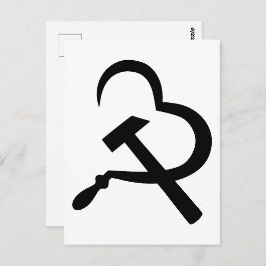 Sickle And Hammer, Heart, Love, Communism Briefkaart (Voorkant / Achterkant)