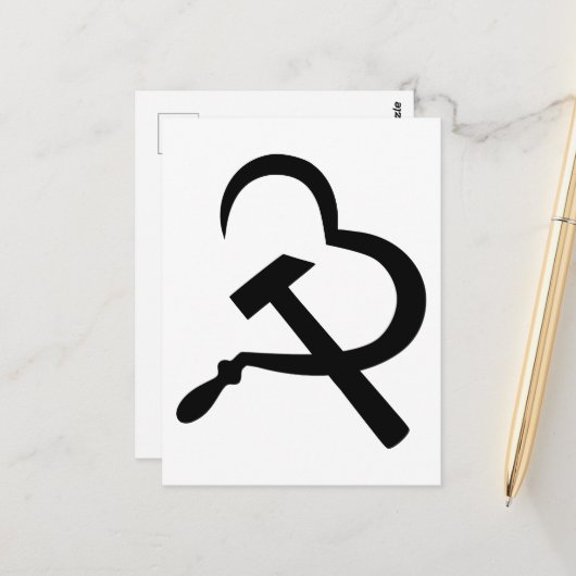 Sickle And Hammer, Heart, Love, Communism Briefkaart (Voorkant / Achterkant in situ)