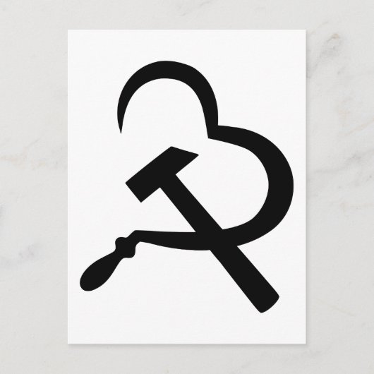 Sickle And Hammer, Heart, Love, Communism Briefkaart (Voorkant)