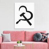 Sickle And Hammer, Heart, Love, Communism Canvas Afdruk (Insitu (Woonkamer))