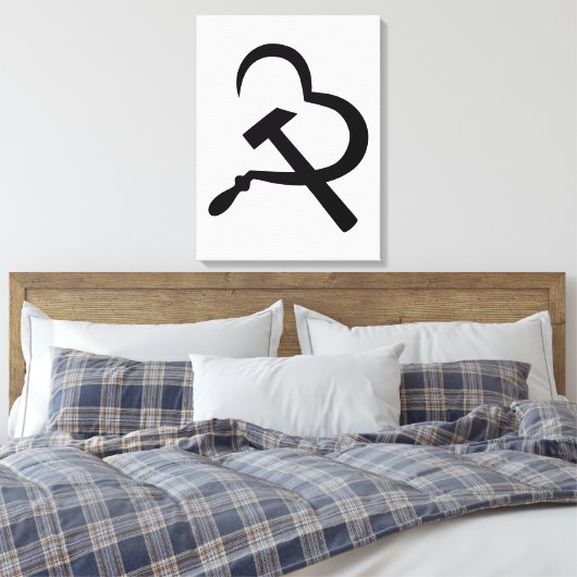 Sickle And Hammer, Heart, Love, Communism Canvas Afdruk (Insitu (Slaapkamer))