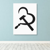 Sickle And Hammer, Heart, Love, Communism Canvas Afdruk (Insitu (Houten vloer))