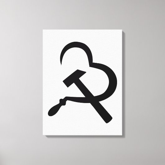 Sickle And Hammer, Heart, Love, Communism Canvas Afdruk (Voorkant)