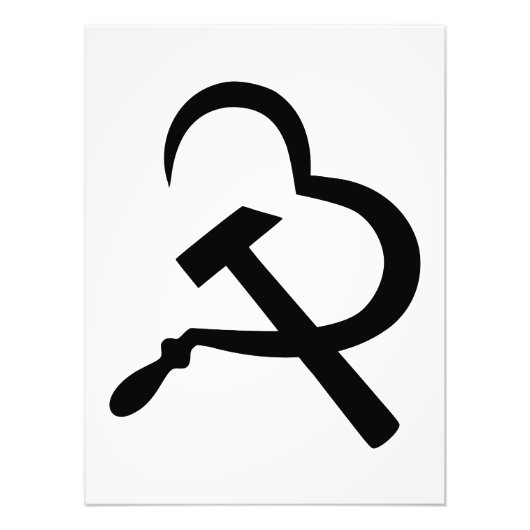 Sickle And Hammer, Heart, Love, Communism Foto Afdruk (Voorkant)
