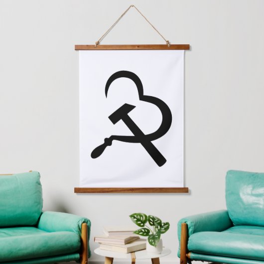Sickle And Hammer, Heart, Love, Communism Hangend Wandkleed (Woonkamer)