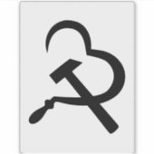 Sickle And Hammer, Heart, Love, Communism Sticker (Voorkant)